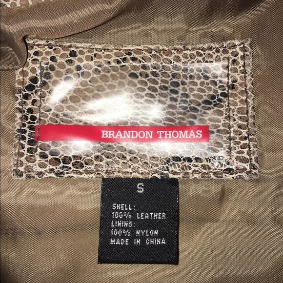 Brandon Thomas Python Snake Pattern LEATHER Jacket EUC Size Small - Picture 5 of 5